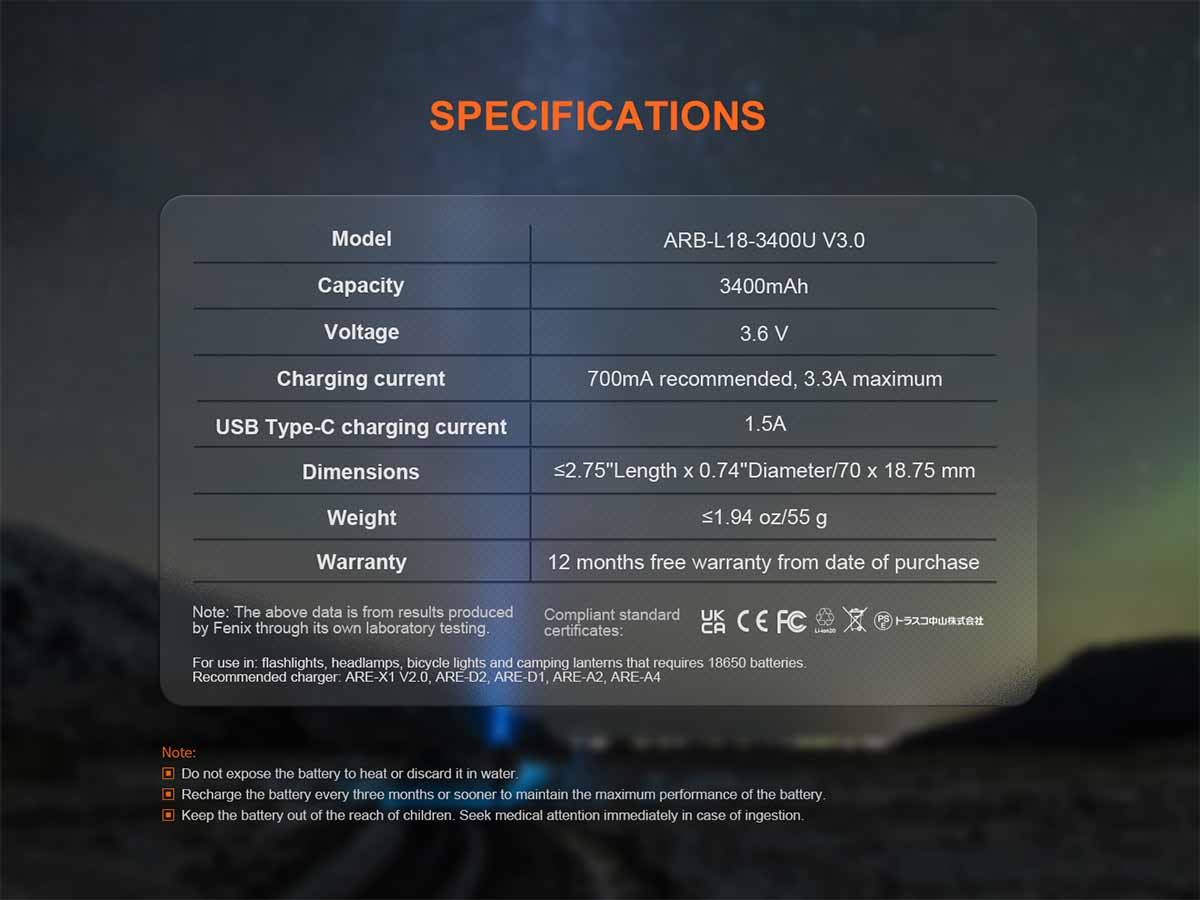 ARB-L18-3400U V3.0 Built-in USB Rechargeable Battery - Image 7
