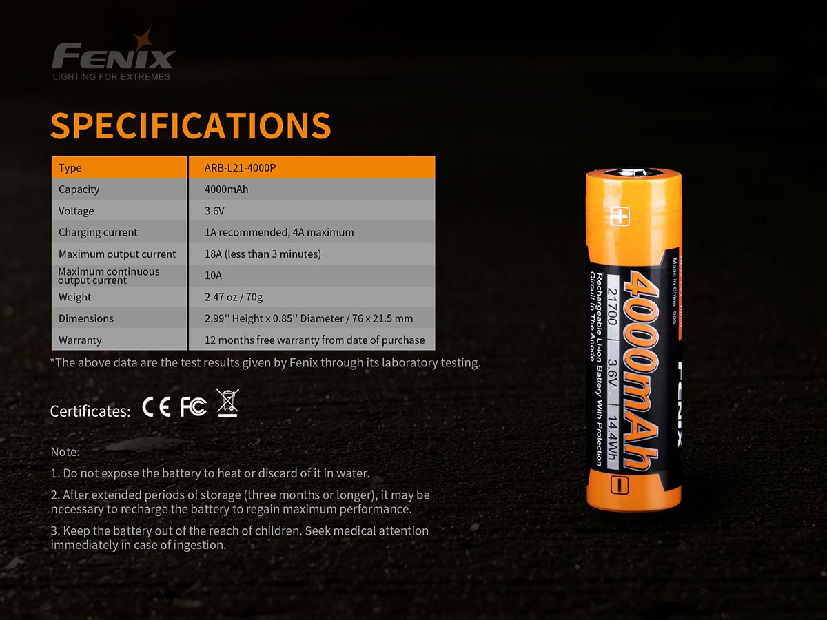 Fenix ARB-L21-4000P Rechargeable Battery - Image 8