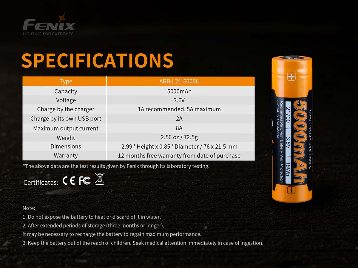 Fenix ARB-L21-5000U Rechargeable Battery - Image 7